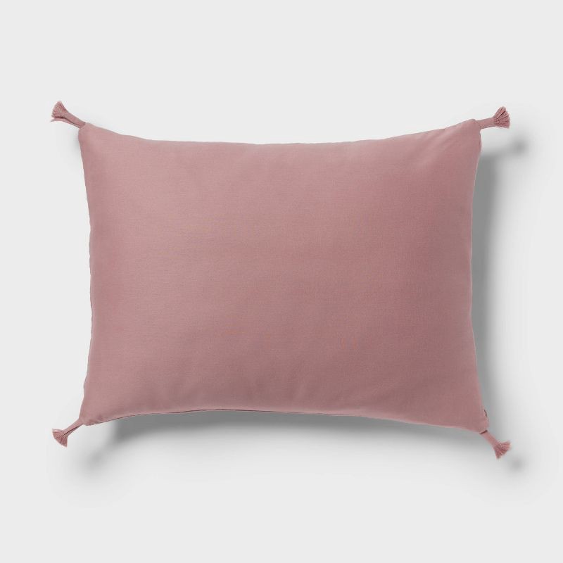 slide 3 of 3, Standard Double Cloth Quilt Sham Mauve - Threshold™: Woven Jacquard, Zipper Closure, 260 Thread Count, 1 ct