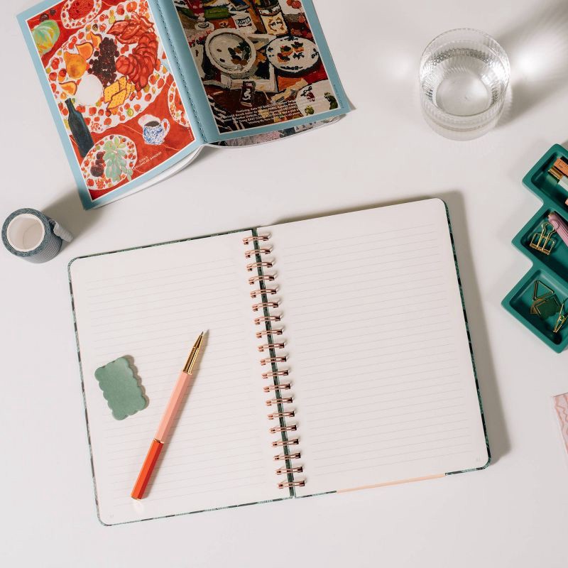 slide 6 of 6, Papier 150pg Ruled Notebook 9.84"x7.48" Spiral Leafy Vines: College Ruled, Hard Cover, Adult Stationery, Green, 1 ct