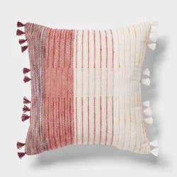 Woven Linework Dec Pillow Oblong Ivory/Plum Red/Dark Salmon Orange - Threshold™: Cotton Fabric, Indoor Decorative Accessory