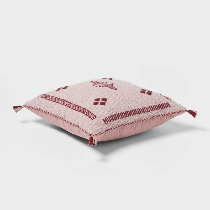 slide 3 of 4, Cactus Silk Woven Square Diamond Dec Pillow Mauve - Threshold™: Indoor Cotton Fabric, Polyester Filled, Textile Design, 1 ct