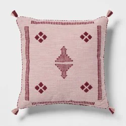 Cactus Silk Woven Square Diamond Dec Pillow Mauve - Threshold™: Indoor Cotton Fabric, Polyester Filled, Textile Design