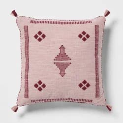 Cactus Silk Woven Square Diamond Dec Pillow Mauve - Threshold™: Indoor Cotton Fabric, Polyester Filled, Textile Design