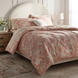 Full/Queen Floral Print Comforter and Sham Set Light Pink - Threshold™: 310 Thread Count, Cotton Sateen, OEKO-TEX Certified