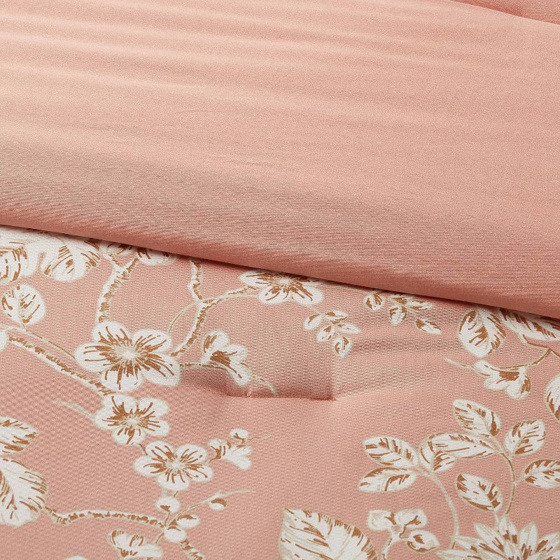 slide 3 of 5, King Floral Print Comforter and Sham Set Light Pink - Threshold™: 310 Thread Count, Cotton Sateen, OEKO-TEX Certified, 1 ct