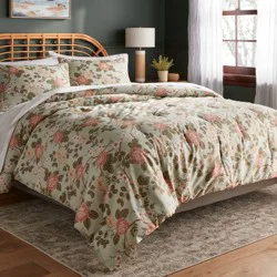 King Floral Print Comforter and Sham Set Light Sage Green/Light Pink/White - Threshold™: Cotton Sateen, OEKO-TEX Certified, 310 Thread Count