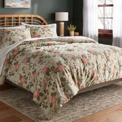 King Floral Print Comforter and Sham Set Light Sage Green/Light Pink/White - Threshold™: Cotton Sateen, OEKO-TEX Certified, 310 Thread Count