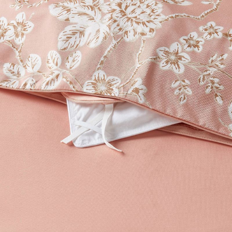 slide 6 of 6, Full/Queen Floral Print Duvet and Sham Set Light Pink - Threshold™, 1 ct