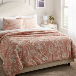 King Floral Print Duvet and Sham Set Light Pink - Threshold™