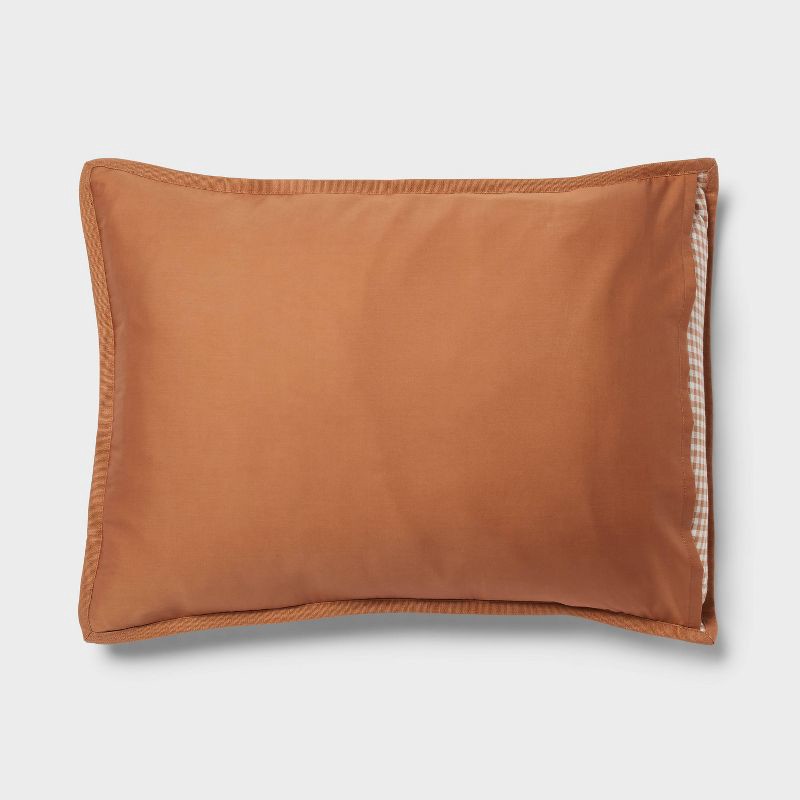 slide 5 of 6, Full/Queen Mini Gingham Duvet and Sham Set Camel - Threshold™: Machine Washable, Midweight Fabric, 1 ct