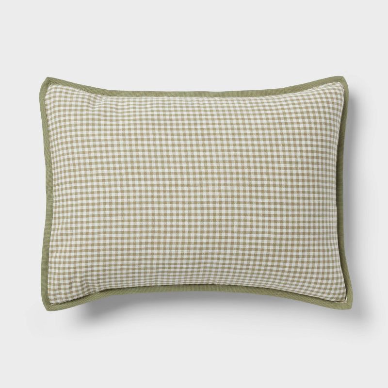 slide 4 of 6, Full/Queen Mini Gingham Duvet and Sham Set Moss Green - Threshold™, 1 ct