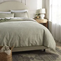 Full/Queen Mini Gingham Duvet and Sham Set Moss Green - Threshold™