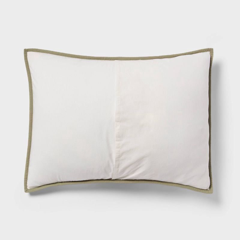 slide 3 of 3, Standard Pieced Patchwork Quilt Sham Blue - Threshold™: Cotton Material, Diamond Quilting, OEKO-TEX Certified, 1 ct