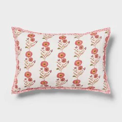 Sunflower Dec Pillow Oblong Ivory/Melon Pink/Gold/Green - Threshold™: Cotton Voile, Indoor Use, Floral Design