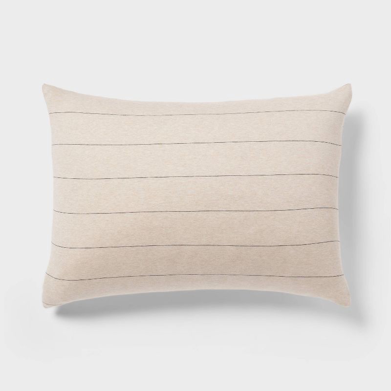 slide 6 of 8, 3pc King Jersey Comforter and Sham Set Oatmeal Heather - Threshold™: Knitted, Zipper Closure, Machine Washable, 3 ct