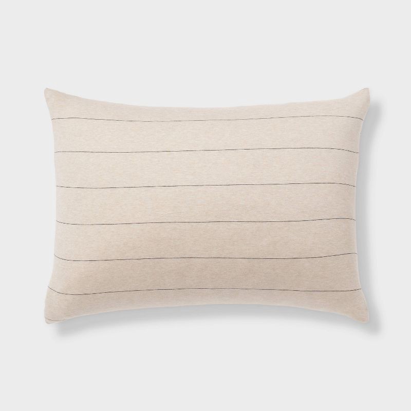 slide 7 of 8, 3pc King Jersey Comforter and Sham Set Oatmeal Heather - Threshold™: Knitted, Zipper Closure, Machine Washable, 3 ct