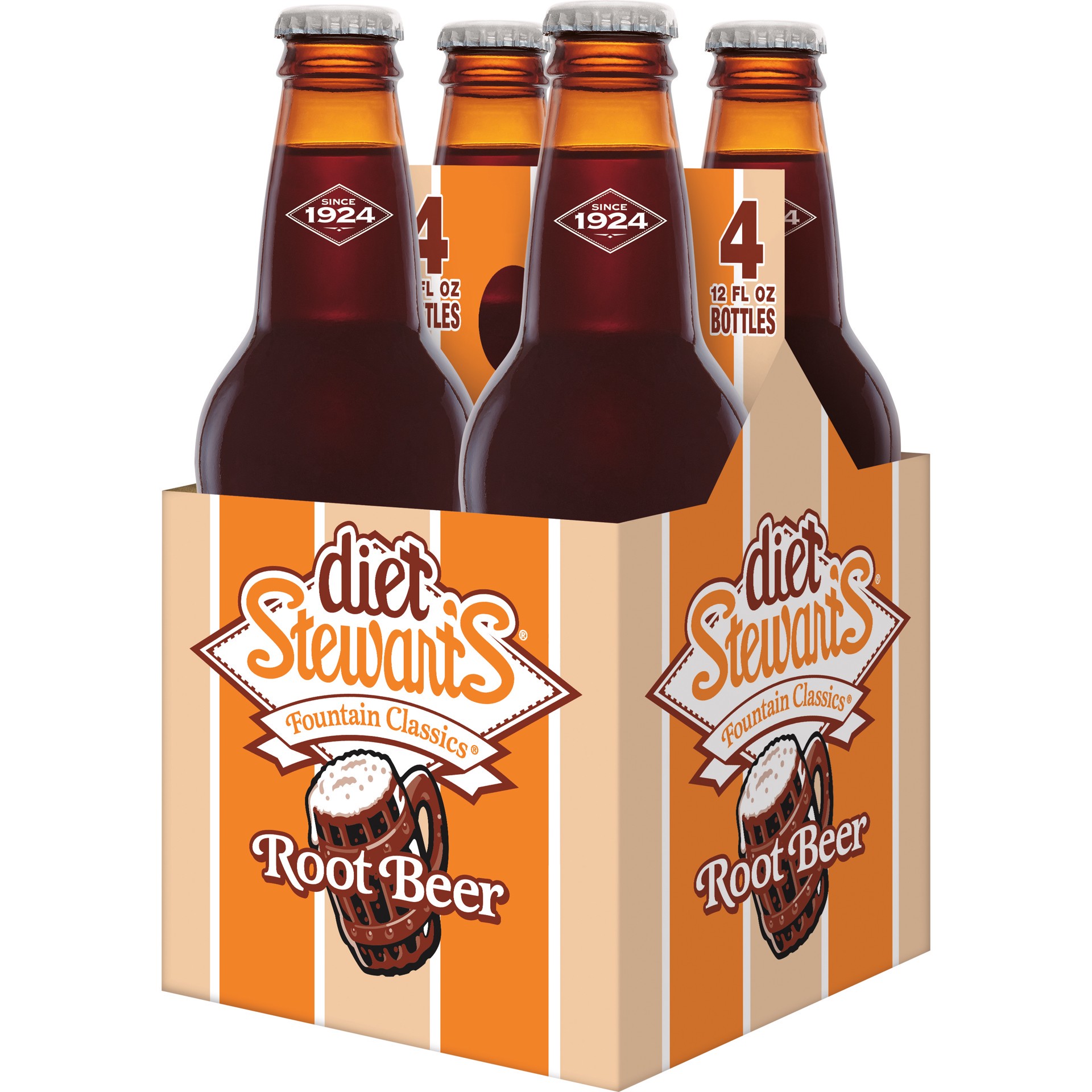 slide 3 of 3, Diet Stewart's Fountain Classics Root Beer 4 - 12 fl oz Bottles, 4 ct; 12 oz