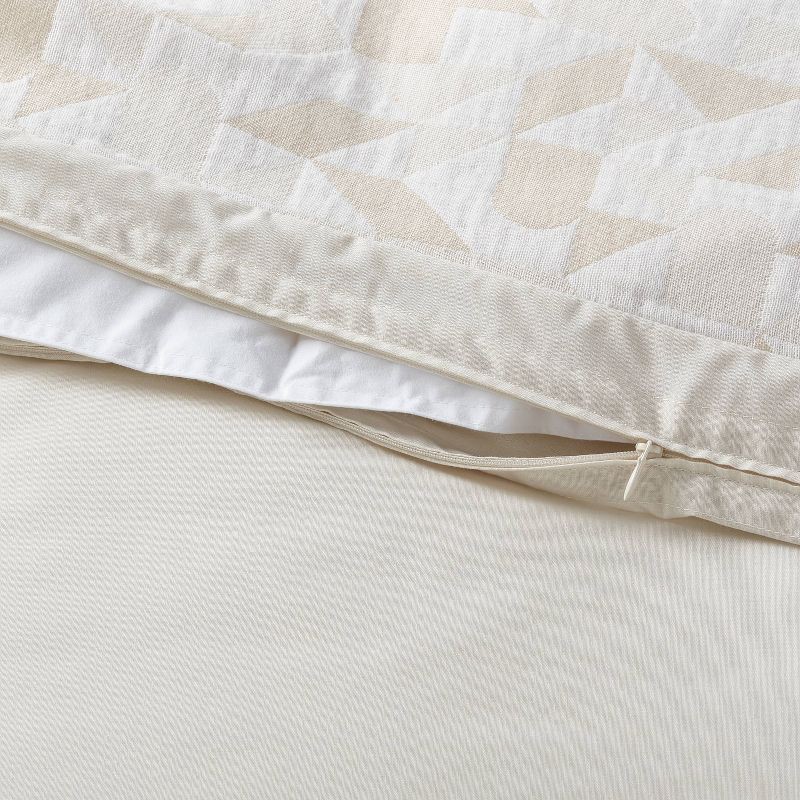 slide 6 of 6, Full/Queen Geo Matelasse Duvet Cover and Sham Set Khaki/Ivory - Threshold™: Woven Jacquard, Cotton Blend, OEKO-TEX Certified, 1 ct