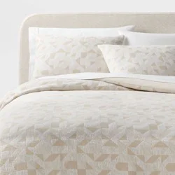 Full/Queen Geo Matelasse Duvet Cover and Sham Set Khaki/Ivory - Threshold™: Woven Jacquard, Cotton Blend, OEKO-TEX Certified