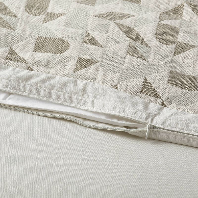 slide 6 of 6, King Geo Matelasse Duvet Cover and Sham Set Dark Olive Green - Threshold™: Woven Jacquard, Cotton Blend, Zipper Closure, 1 ct