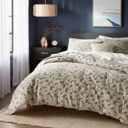 King Geo Matelasse Duvet Cover and Sham Set Dark Olive Green - Threshold™: Woven Jacquard, Cotton Blend, Zipper Closure