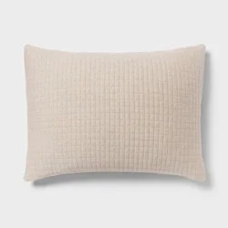 Standard Jersey Quilt Sham Oatmeal - Threshold™: Cotton Knitted, Check Jacquard Design, Machine Washable
