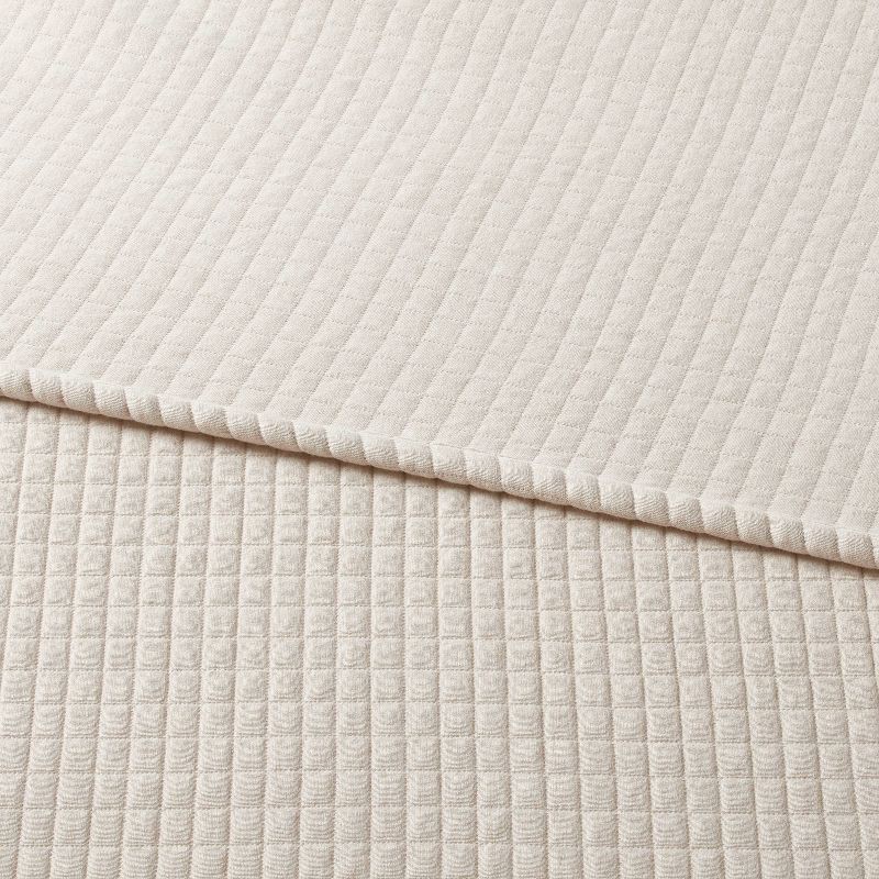 slide 3 of 4, King Jersey Quilt Oatmeal Heather - Threshold™: Cotton Knitted Coverlet, Heavyweight, Machine Washable, 1 ct