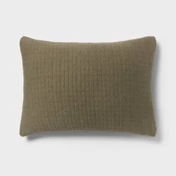 Standard Jersey Quilt Sham Dark Olive Green - Threshold™: Cotton Knitted, Machine Washable, No Flange
