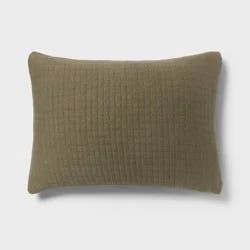 Standard Jersey Quilt Sham Dark Olive Green - Threshold™: Cotton Knitted, Machine Washable, No Flange