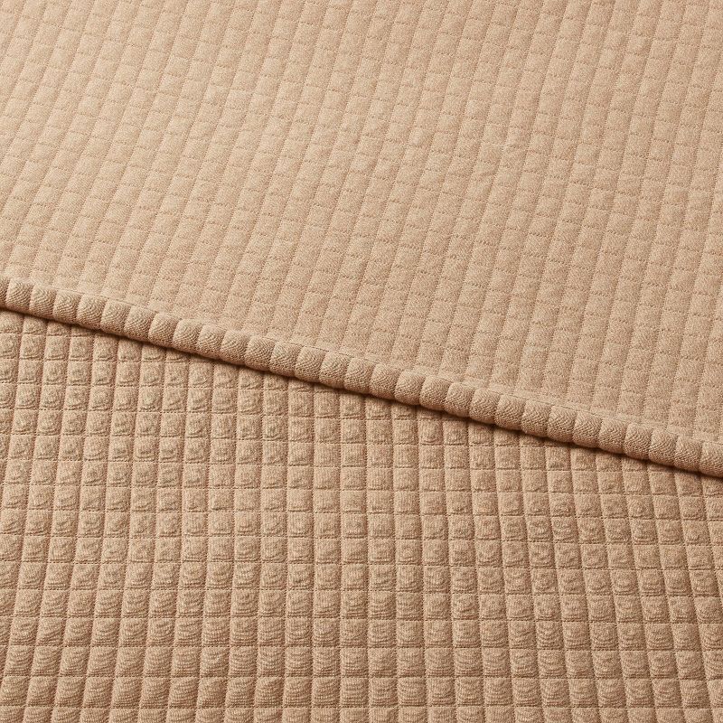slide 3 of 3, Full/Queen Jersey Quilt Light Brown - Threshold™: Knitted Coverlet, OEKO-TEX Certified, 1 ct