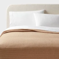 Full/Queen Jersey Quilt Light Brown - Threshold™: Knitted Coverlet, OEKO-TEX Certified