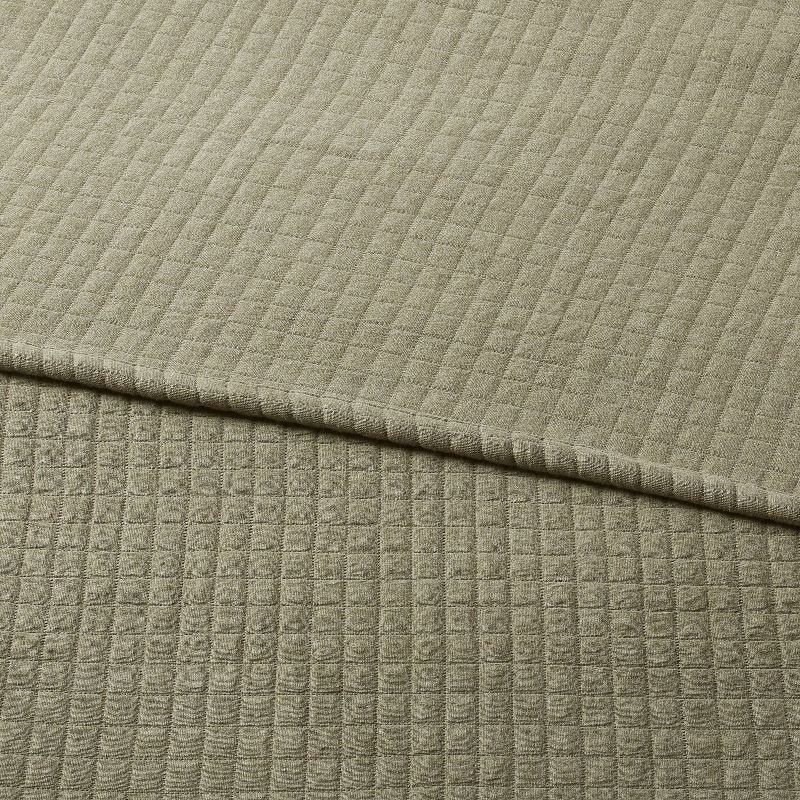 slide 3 of 3, King Jersey Quilt Dark Olive Green Heather - Threshold™: Knitted Coverlet, Machine Washable, OEKO-TEX Certified, 1 ct