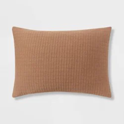 Standard Jersey Quilt Sham Light Brown - Threshold™: Cotton Knitted, Machine Washable, No Flange Design