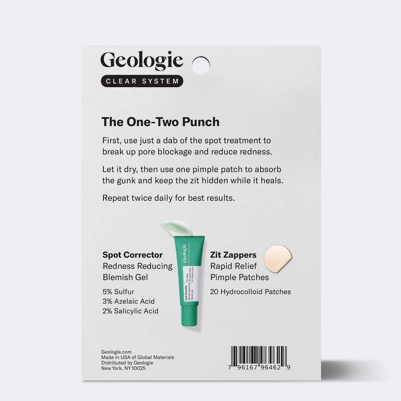 slide 3 of 7, Geologie Clear System Anti-Pimple Pack - Acne Hydrocolloid Patches & Spot Treatment - 20ct + 15ml, 20 ct, 15 ml