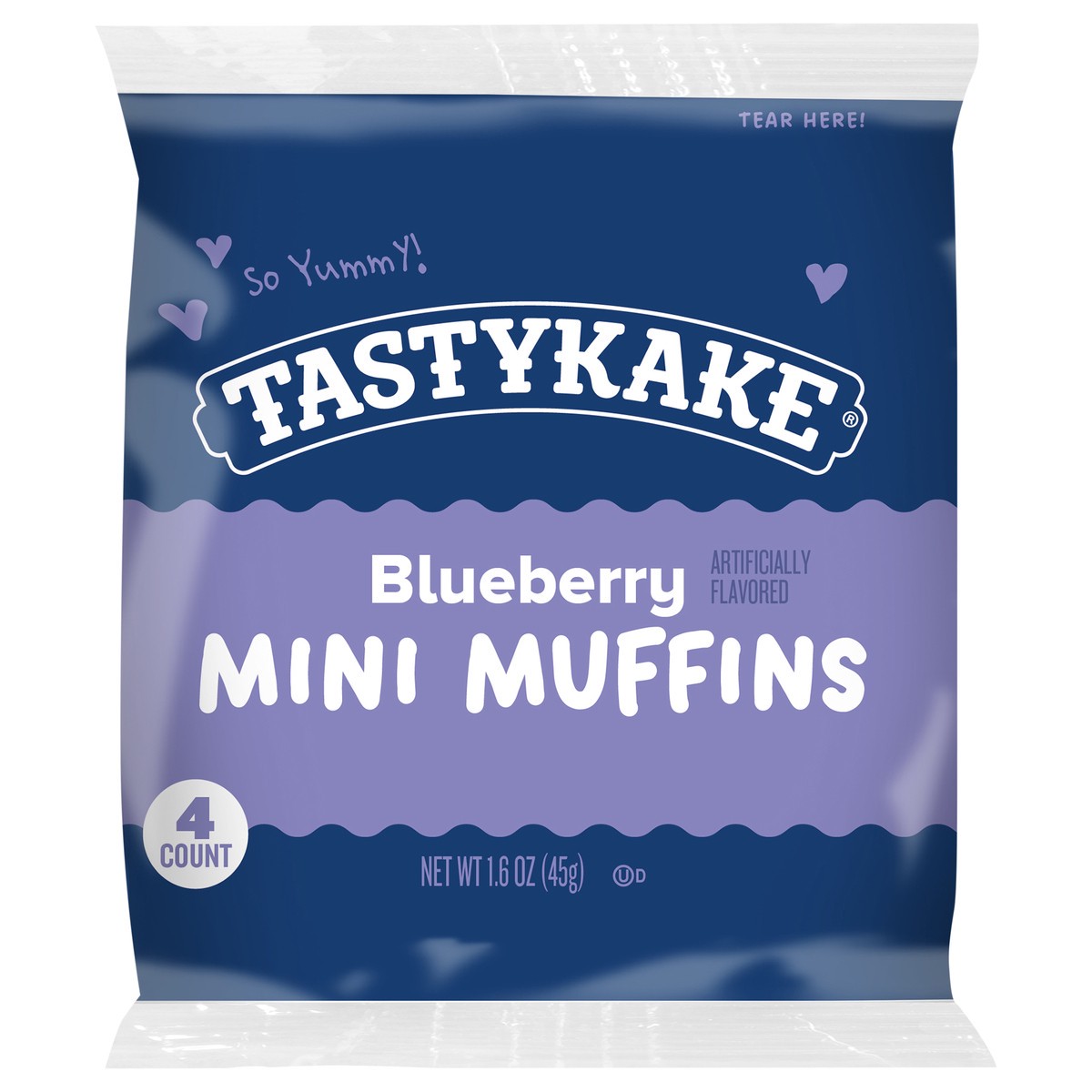 slide 1 of 11, Tastykake Blueberry Flavored Mini Muffins, Portable and Shareable, Blueberry Muffins, 1.6 oz, 4 Count, 4 ct