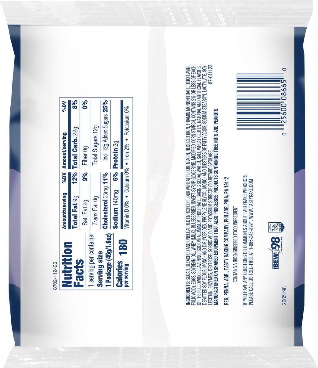 slide 5 of 11, Tastykake Blueberry Flavored Mini Muffins, Portable and Shareable, Blueberry Muffins, 1.6 oz, 4 Count, 4 ct