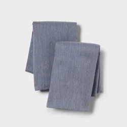 Standard Easy Care Cotton Blend Sateen Pillowcase Navy - Room Essentials™: 225 Thread Count, Percale Weave, OEKO-TEX Certified