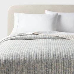 King Printed Cotton Voile Tonal Floral Quilt Ivory/Camel - Threshold™: Midweight, Machine Washable, OEKO-TEX Certified