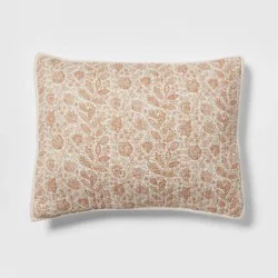 Standard Printed Voile Tonal Floral Quilt Sham Ivory/Camel - Threshold™: OEKO-TEX Certified, Machine Washable