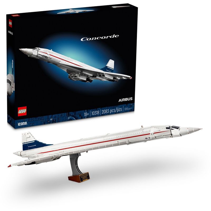 slide 1 of 6, LEGO Icons Concorde Model Plane Building Set 10318, 1 ct