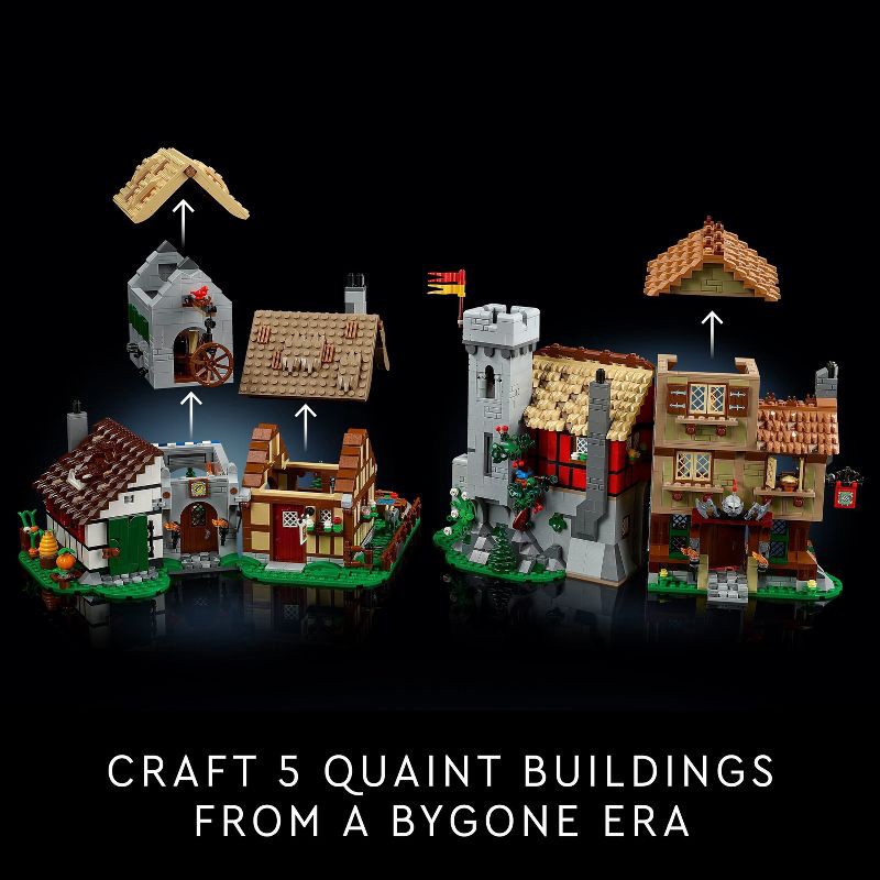 slide 3 of 6, LEGO Icons Medieval Town Square Build and Display Castle Set 10332, 1 ct