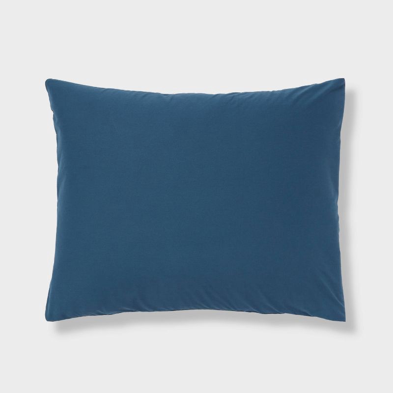 slide 5 of 6, King Washed Cotton Sateen Duvet Cover and Sham Set Indigo - Threshold™: 250 Thread Count, OEKO-TEX Certified, 1 ct