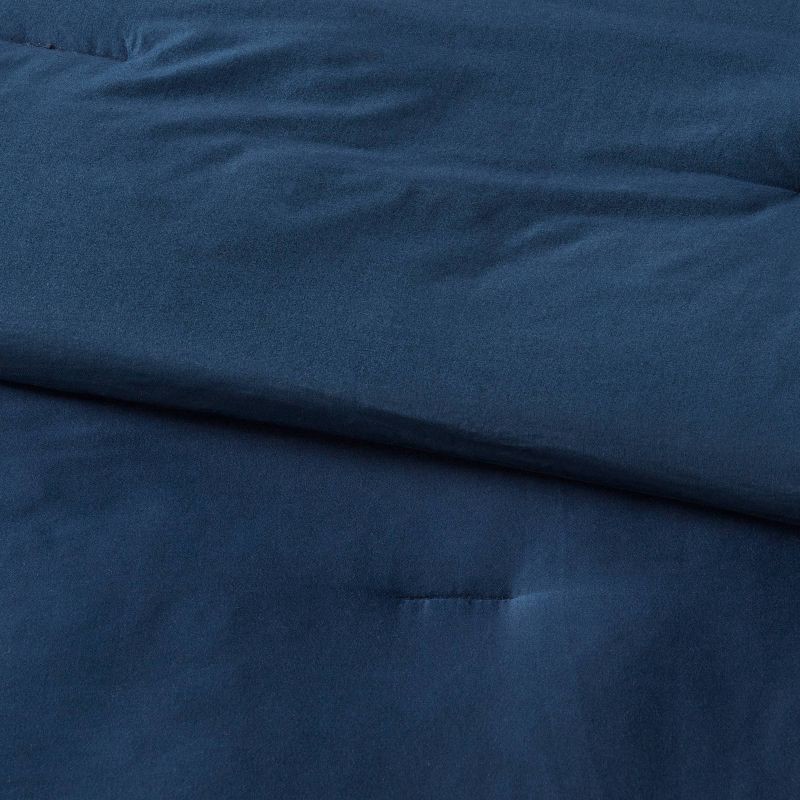 slide 3 of 4, Full/Queen Washed Cotton Sateen Comforter and Sham Set Dark Navy - Threshold™: 250 Thread Count, OEKO-TEX Certified, 1 ct