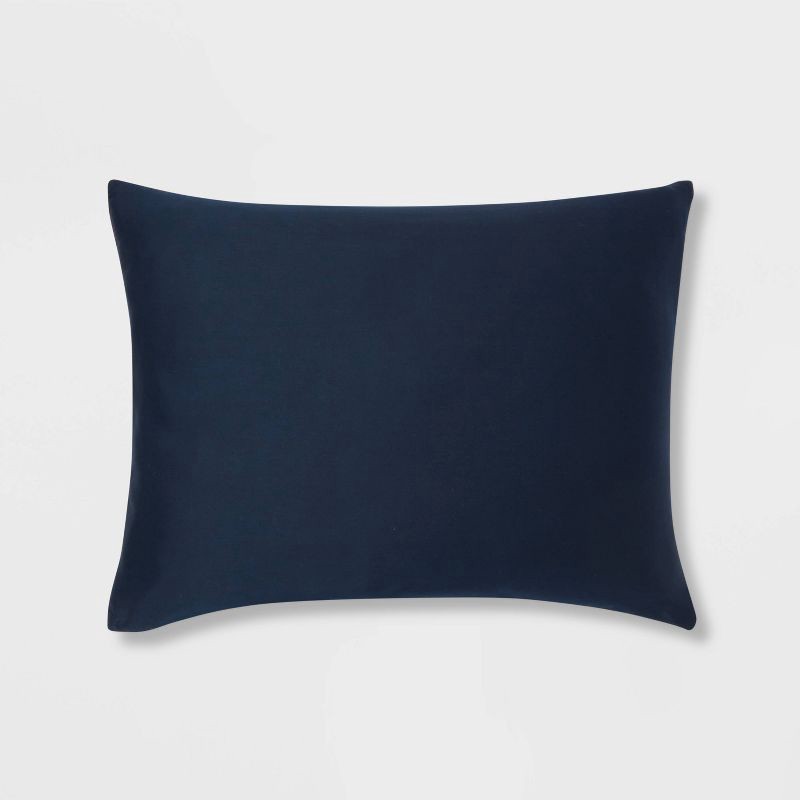 slide 4 of 4, Full/Queen Washed Cotton Sateen Comforter and Sham Set Dark Navy - Threshold™: 250 Thread Count, OEKO-TEX Certified, 1 ct