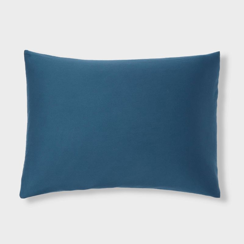 slide 4 of 6, Full/Queen Washed Cotton Sateen Duvet Cover and Sham Set Indigo - Threshold™: 250 Thread Count, OEKO-TEX Certified, 1 ct