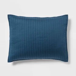 Standard Washed Cotton Sateen Quilt Sham Indigo - Threshold™: 250 Thread Count, OEKO-TEX Certified, Machine Washable