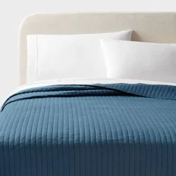 King Washed Cotton Sateen Quilt Indigo - Threshold™: OEKO-TEX Certified, Machine Washable, Midweight Bedding