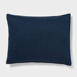 Standard Washed Cotton Sateen Quilt Sham Dark Navy - Threshold™: 250 Thread Count, OEKO-TEX Certified, Machine Washable
