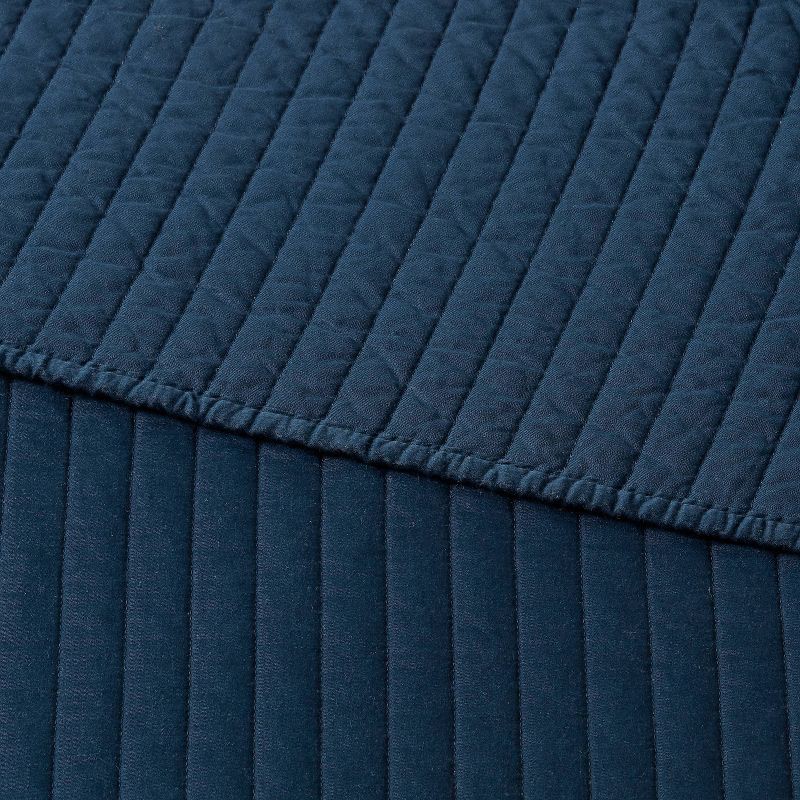 slide 3 of 3, King Washed Cotton Sateen Quilt Dark Navy - Threshold™: OEKO-TEX Certified, 250 Thread Count, Machine Washable, 1 ct