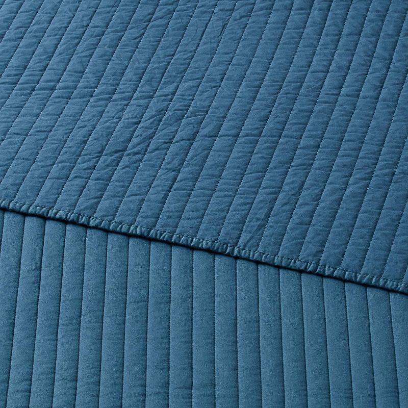 slide 3 of 3, Full/Queen Washed Cotton Sateen Quilt Indigo - Threshold™: OEKO-TEX Certified, Midweight Bedspread, 1 ct