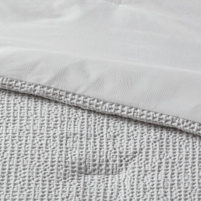 slide 3 of 5, Full/Queen Washed Waffle Weave Comforter and Sham Set Comfort Light Gray - Threshold™: OEKO-TEX Certified, 3-Piece, 1 ct